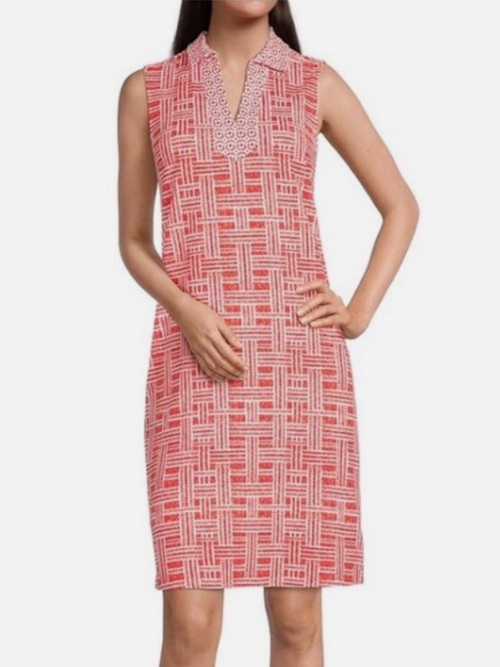 J.McLaughlin Joanna Catalina Cloth‎ Sleeveless Collared Shift Dress Size Large